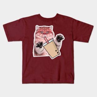 Cat boba chocolate Kids T-Shirt